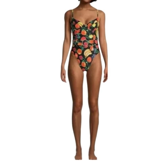 WEWOREWHAT Black Multi Danielle Fruit Print Swimsuit One-piece Bathing S…